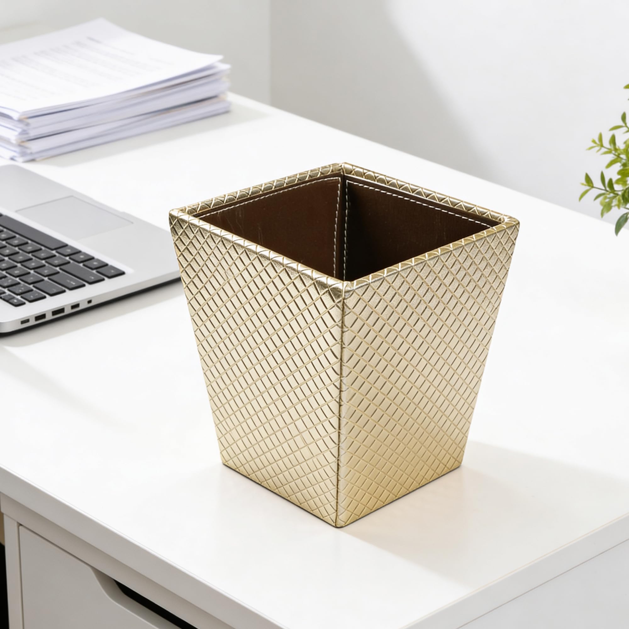 Encasa XO Leather Dustbin - Stylish & Quiet -1