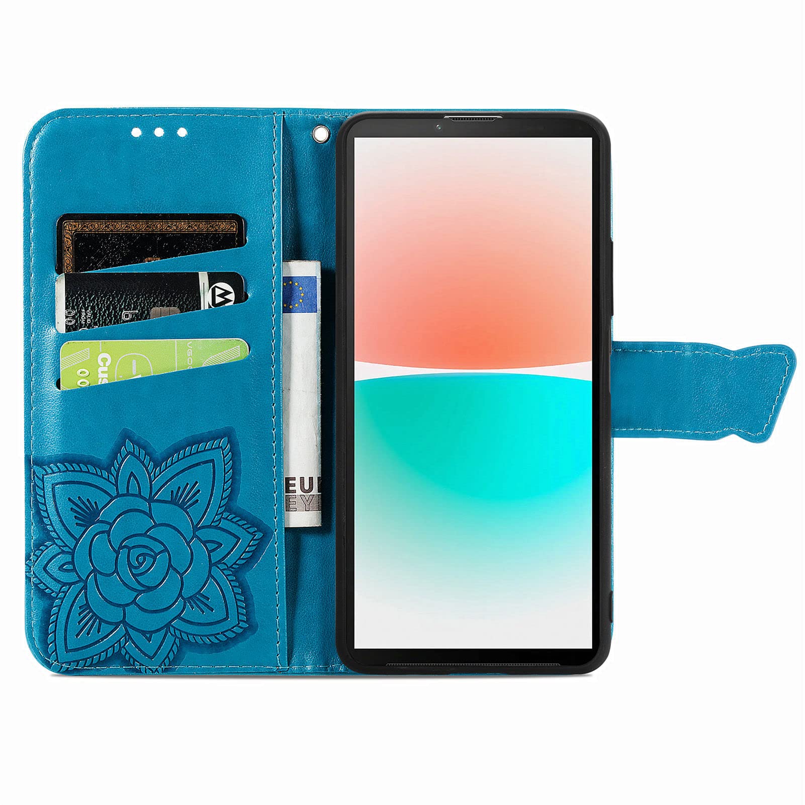 Custodia Flip A Portafoglio Per Sony Xperia 10 IV - Pelle PU Glitter Con Farfalla, Supporto Magnetico, Slot Carte E Regalo