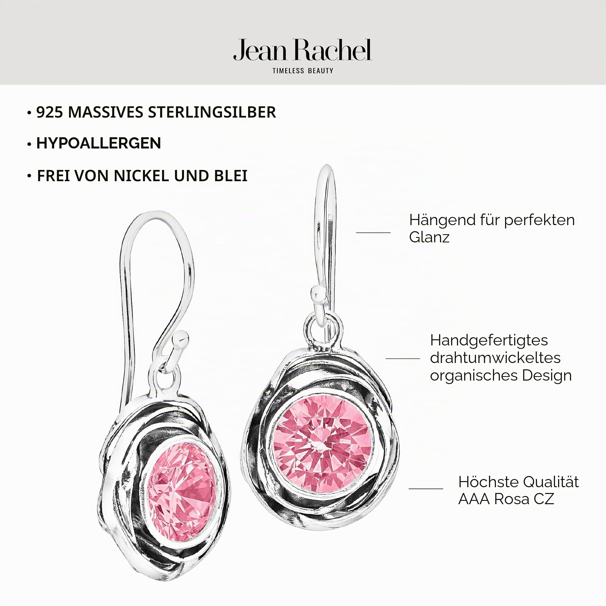 JEAN RACHEL JEWELRY 925 Sterling Silber Ohrringe Damen, Handgefertigte Vintage Design Draht-Wrap Zirkonia Hängeohrringe – Hypoallergen, Nickelfrei, Bleifrei – Aquamarin oder Citrin Statement