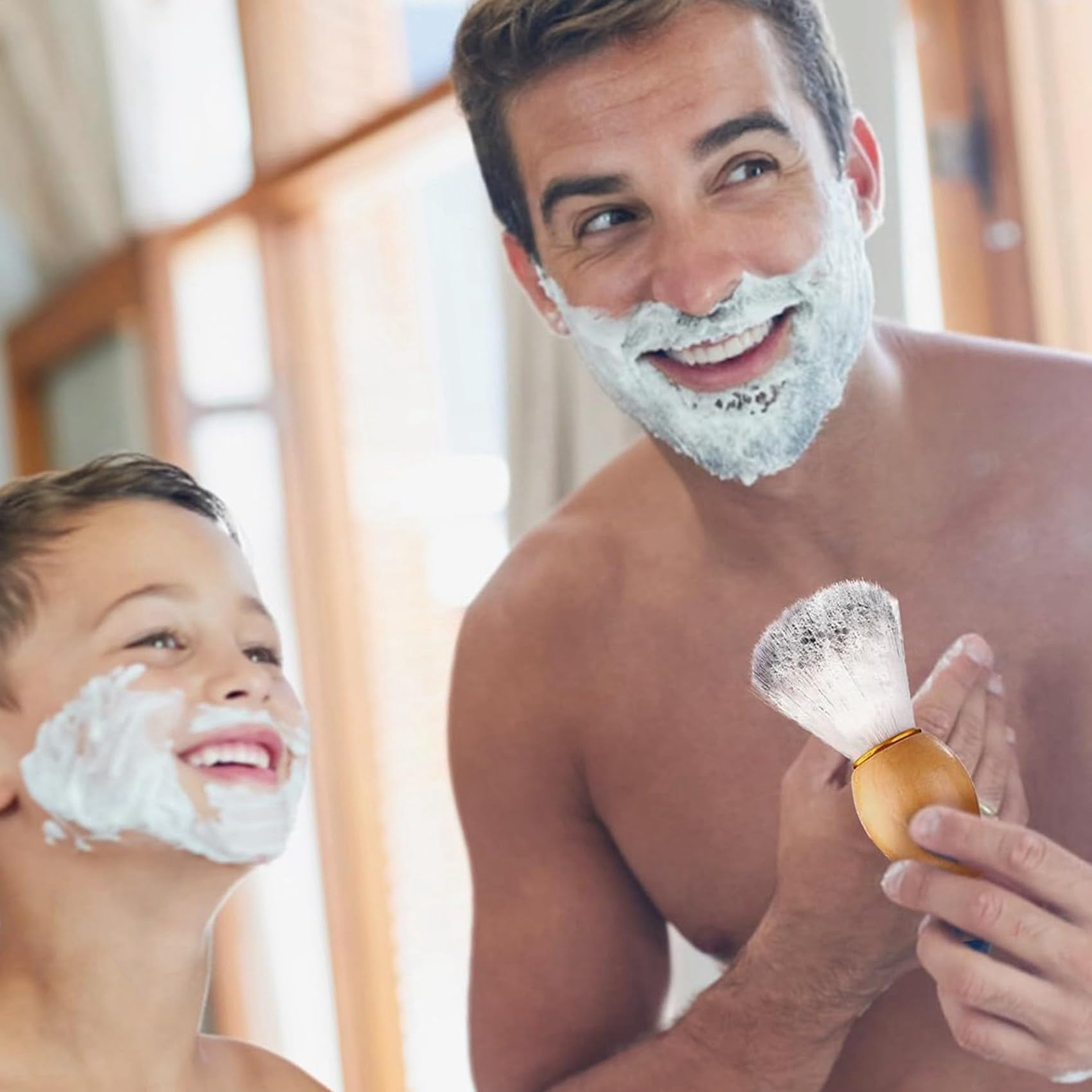 21 Pezzi Pennello da Barba da Uomo con Manico nel Legno, Strumenti da Salone Pennello da Barba Realizzato un Mano con Manico nel Legno Pennelli da Barba Pennello per Capelli