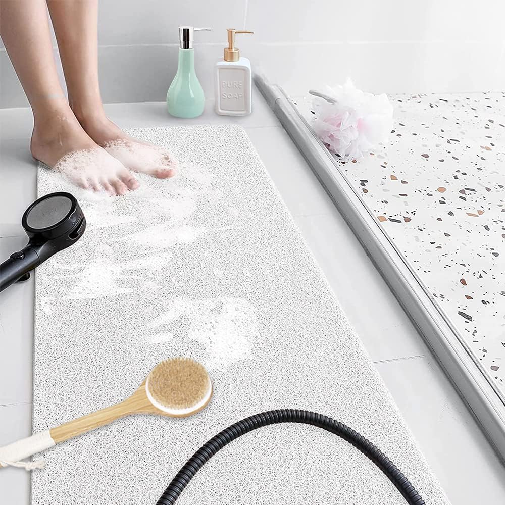 Extra Long Bath Mat Non Slip Anti Mould, Loofah Shower Mas for Inside
