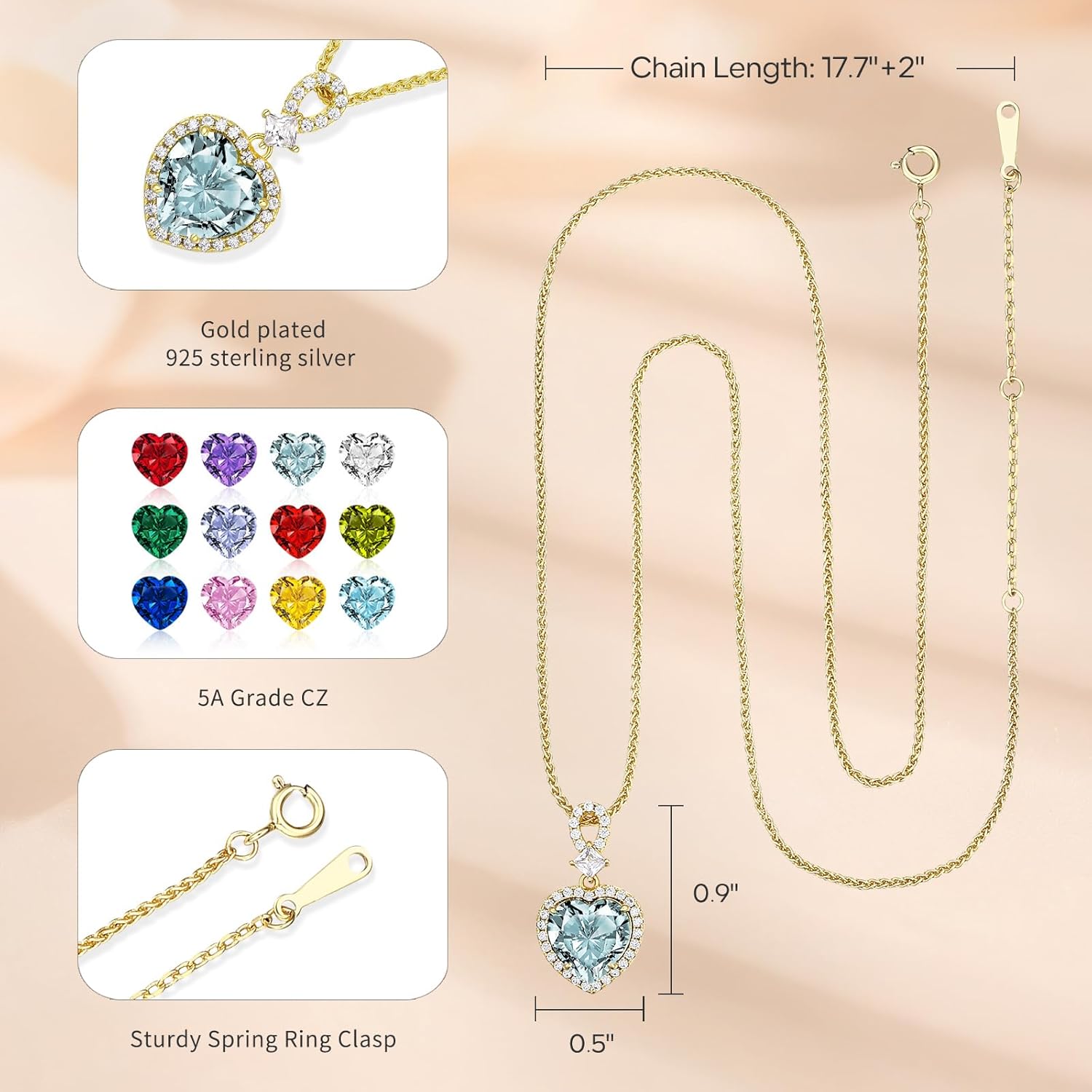 KRZ Heart Necklace for Women, 925 Sterling Silver with Gold Plated Jewelry for Wife Anniversary Christmas Birthday Gifts for Wife Girlfriend Mom Her, Valentines Mothers Day Present - Image 4