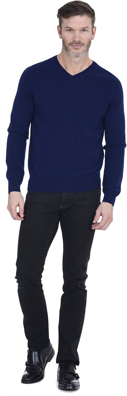 Cashmeren Men’s Basic V-Neck Sweater 100% Pure Cashmere Long Sleeve Classic Pullover - Image 2