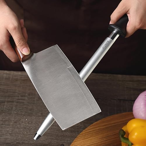 Miniatura 2 de KINTIF Acero de afilado de diamante de 10 pulgadas, acero profesional para afilar cuchillos, barra de afilar cuchillos planos, acero al carbono de