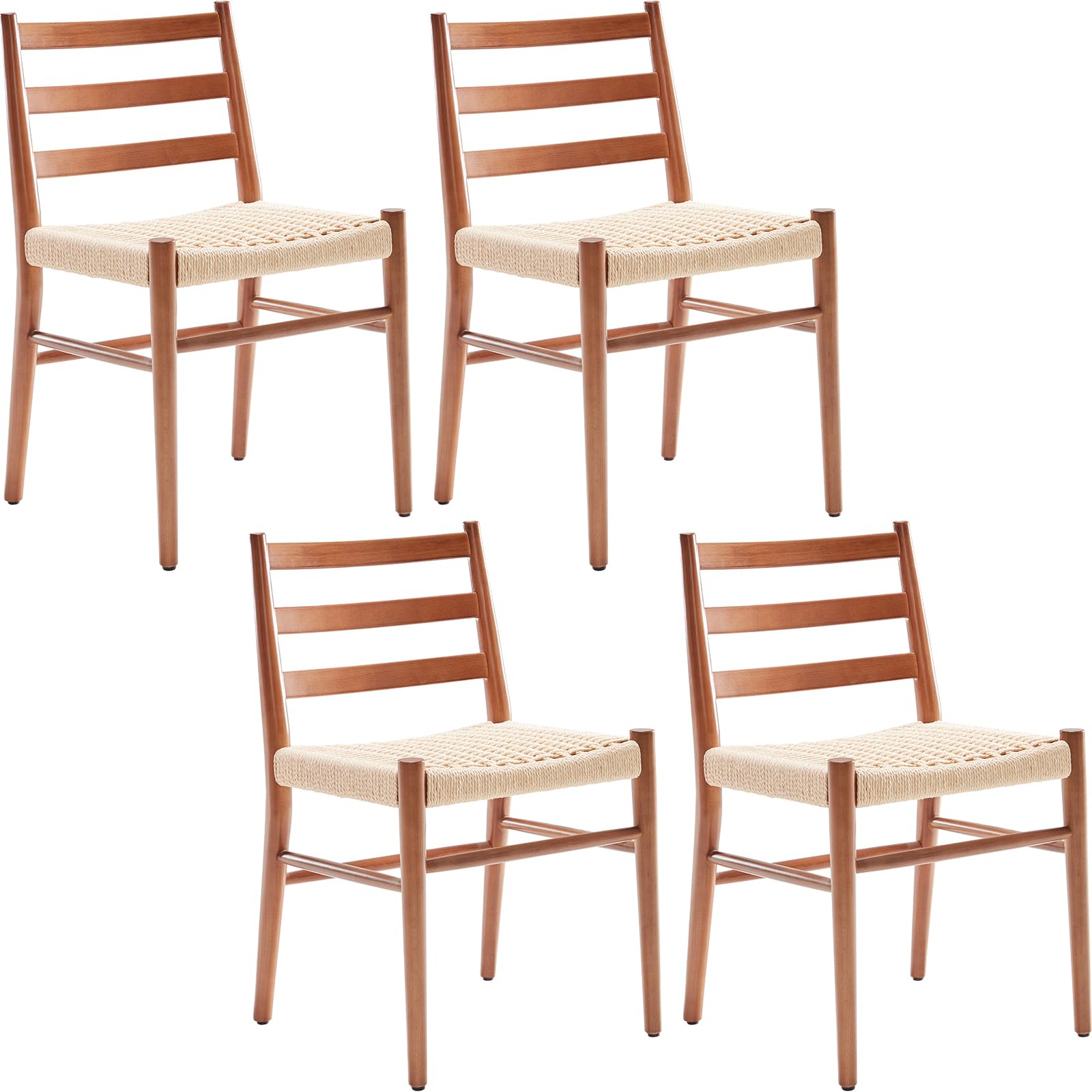 Stary Wood Rattan Dining Room Chairs with Comfortable Woven Seat,Fully-Assembled