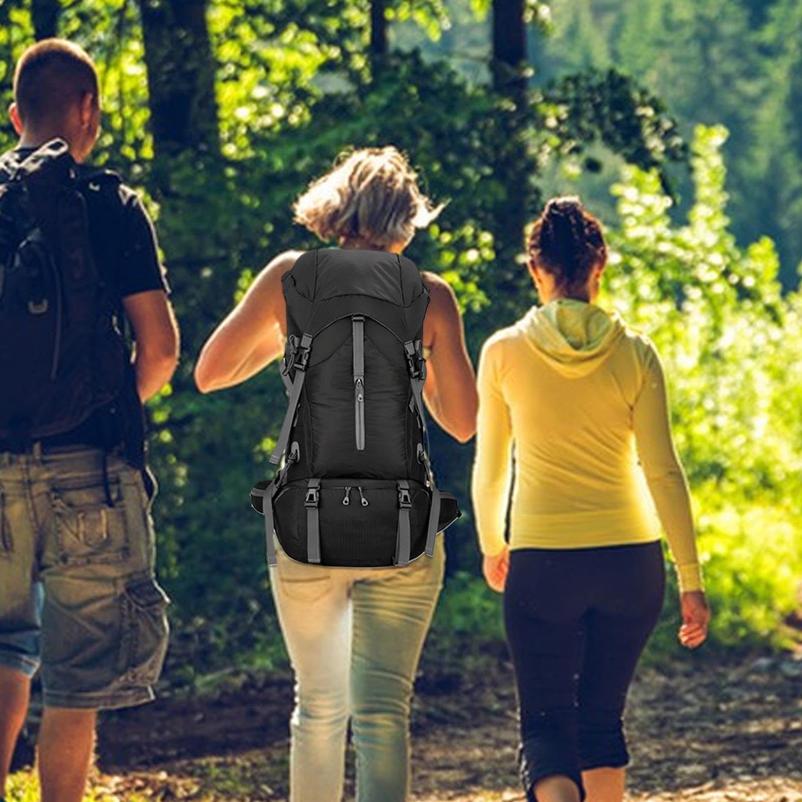 Plecak kempingowy dla mężczyzn, 70 l, plecak trekkingowy, składany, wyściełany plecak turystyczny o pojemności 70 l, plecak dzienny z regulowanymi paskami na ramię, oddychający, ergonomiczny