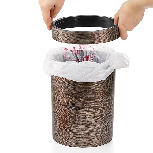 Miniatura 3 de Noamus Hipsteen - Paquete de 3 cubos de basura pequeños vintage, de plástico redondo de 1.7 galones, cubo de basura de estilo retro, cubo de basura