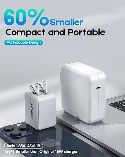 Miniatura 4 de Cargador de pared USB C de 45 W, bloque de cargador USB C GaN, cargador PD3.0 súper rápido para Samsung, iPhone 151413, iPad Pro, Pixel 76,