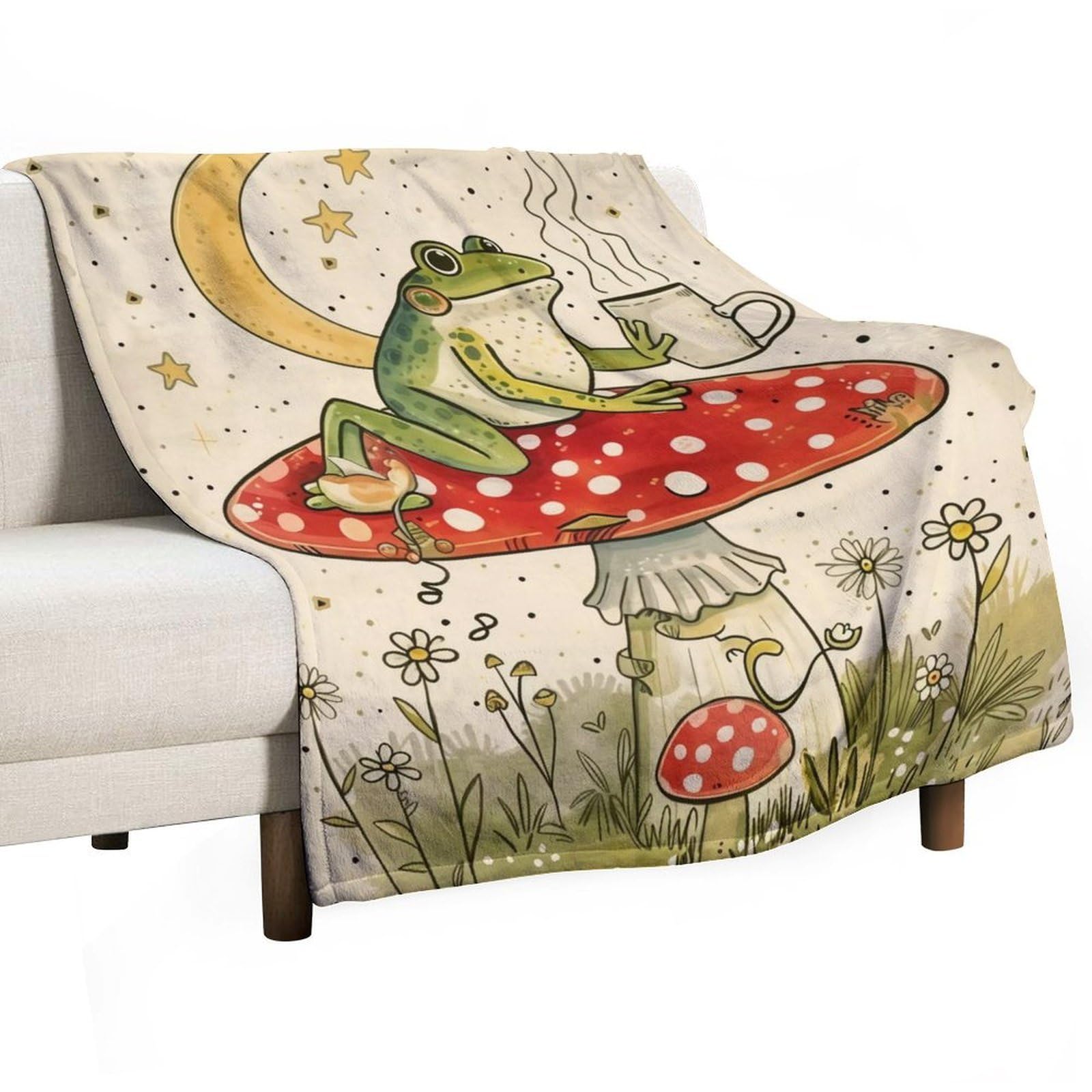 YHGSREUOH Everything Is Figureoutable Relax Frog Mushroom (1) Flannel Blankets Fleece Soft Throw Lightweight Plush Gifts for Couch, Bed, Cozy Sofa Plush, Chair, Lovers 175x200cm(70x80in)