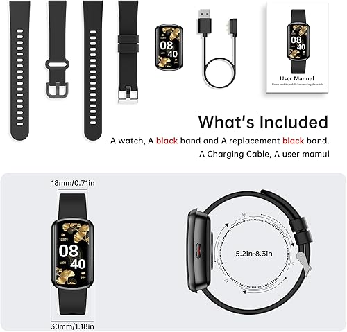 Miniatura 7 de Rastreador de actividad física, reloj inteligente con frecuencia cardíaca 247, monitor de actividad con monitor de presión arterial y oxígeno en