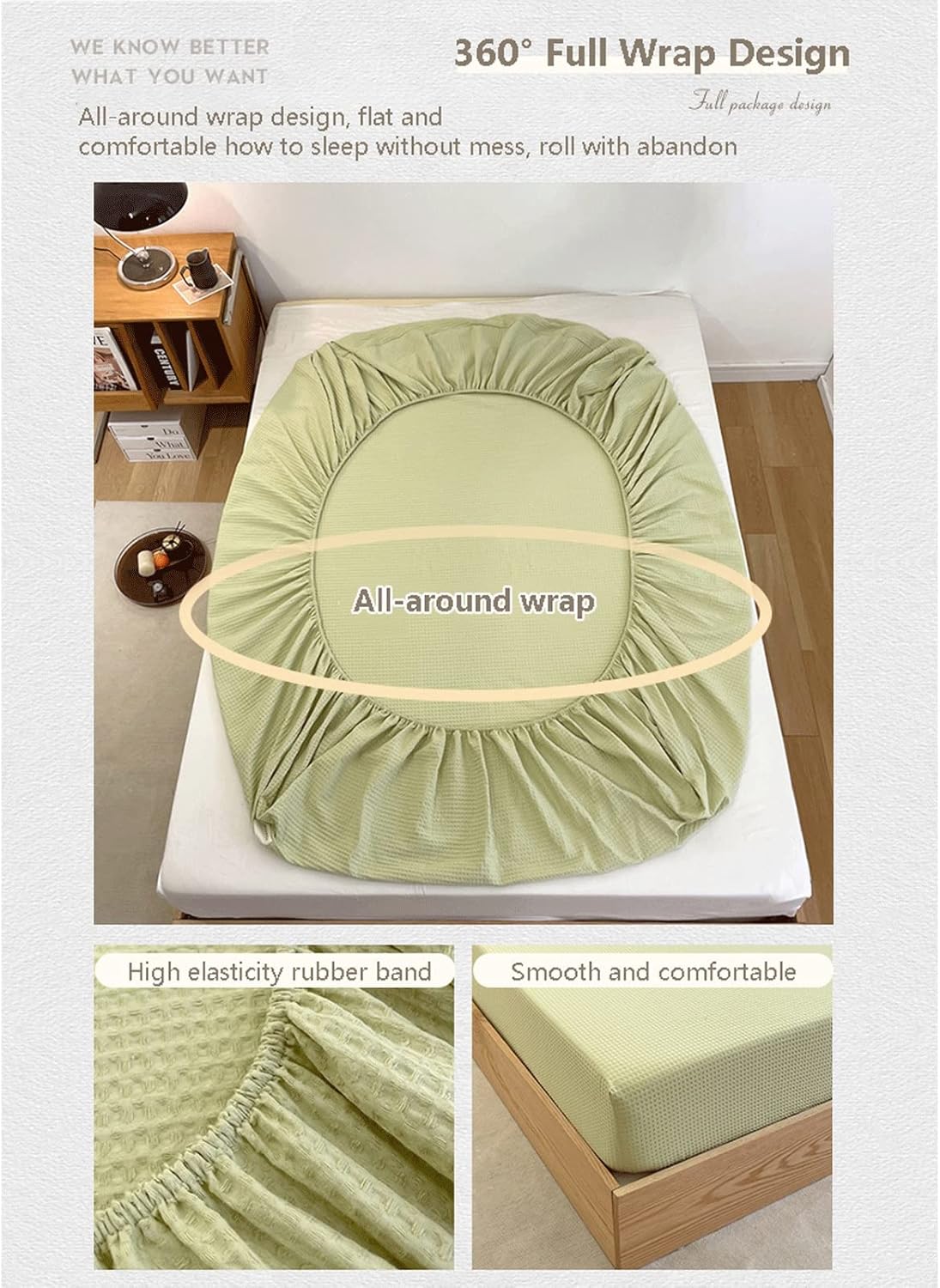 TEVTEV Luxury Fitted Sheet Soft Comfortable Waffle 100% Cotton 11.81" Deep Pocket Bottom Bed Sheets Mattress Cover Queen/King Super King 1 Piece (Color : Blue, Size : 150x200x30cm+48x74cmx2)