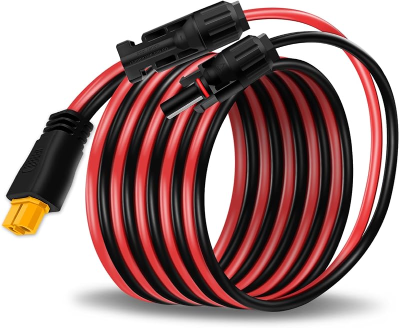 Solar Panel Cable for Ecoflow Anker SOLIX 12AWG, 10FT/3M Compatible with MC-4 to XT60 Plug Solar Panel Connector Adapter Extension for Portable Power Station Solar Generator RV