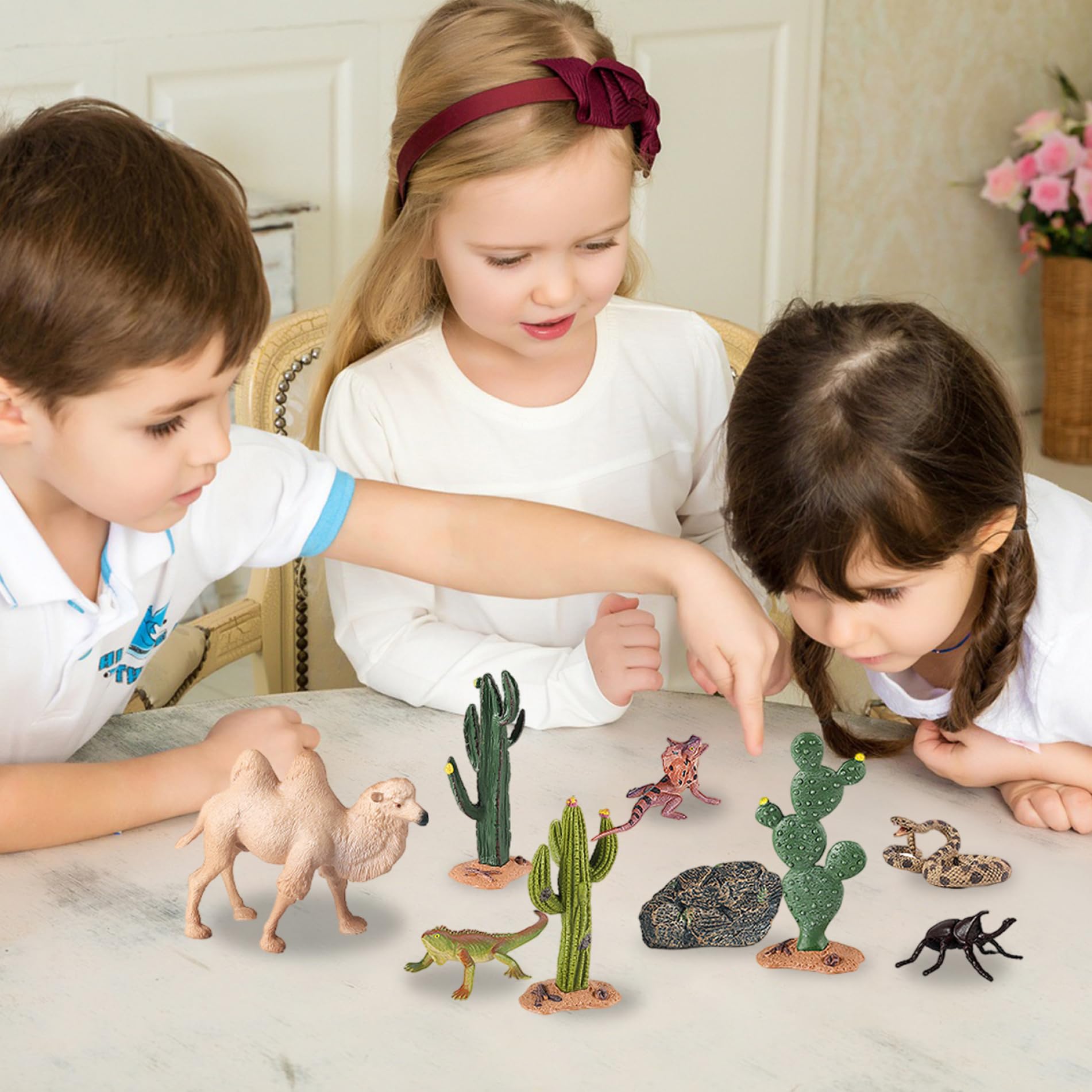 Figuras de Animales del Desierto, Juego de 24 Juguetes de Animales de plástico educativos realistas para niños, niñas y niños