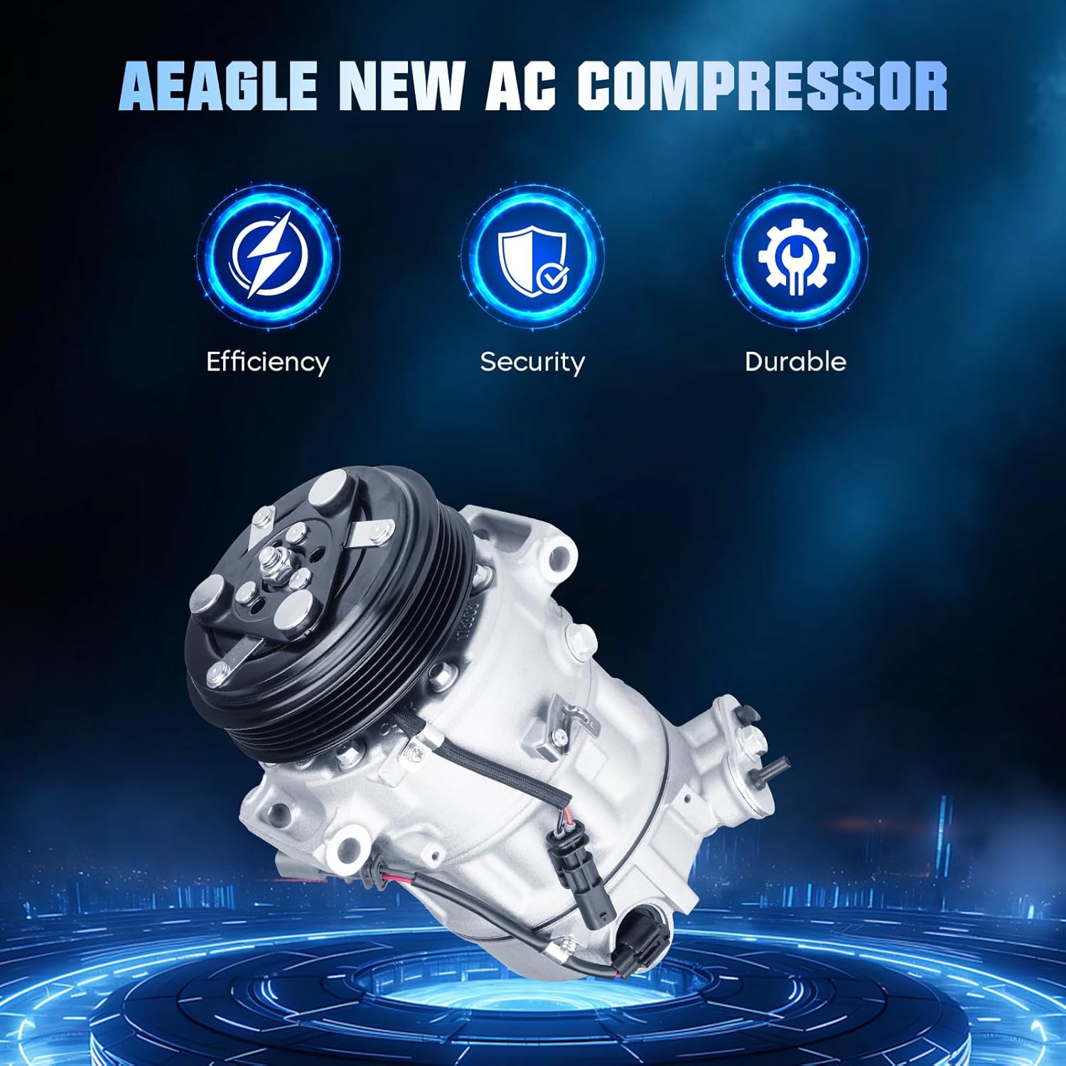 Air Conditioning Compressor & A/C Clutch for 2012-2014 Chevy Equinox 2.4L, 2012-2015 GMC Terrain 2.4, Replaces 16003549-101 16003549-102 16003549-103 16003549-104 22798745 23255703