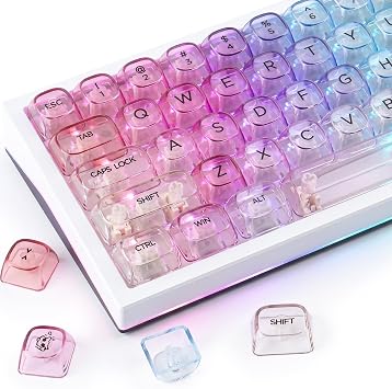 Sunzit Transparent Keycaps-Soft Color 125 Keys, MOA Profile Keycap Set