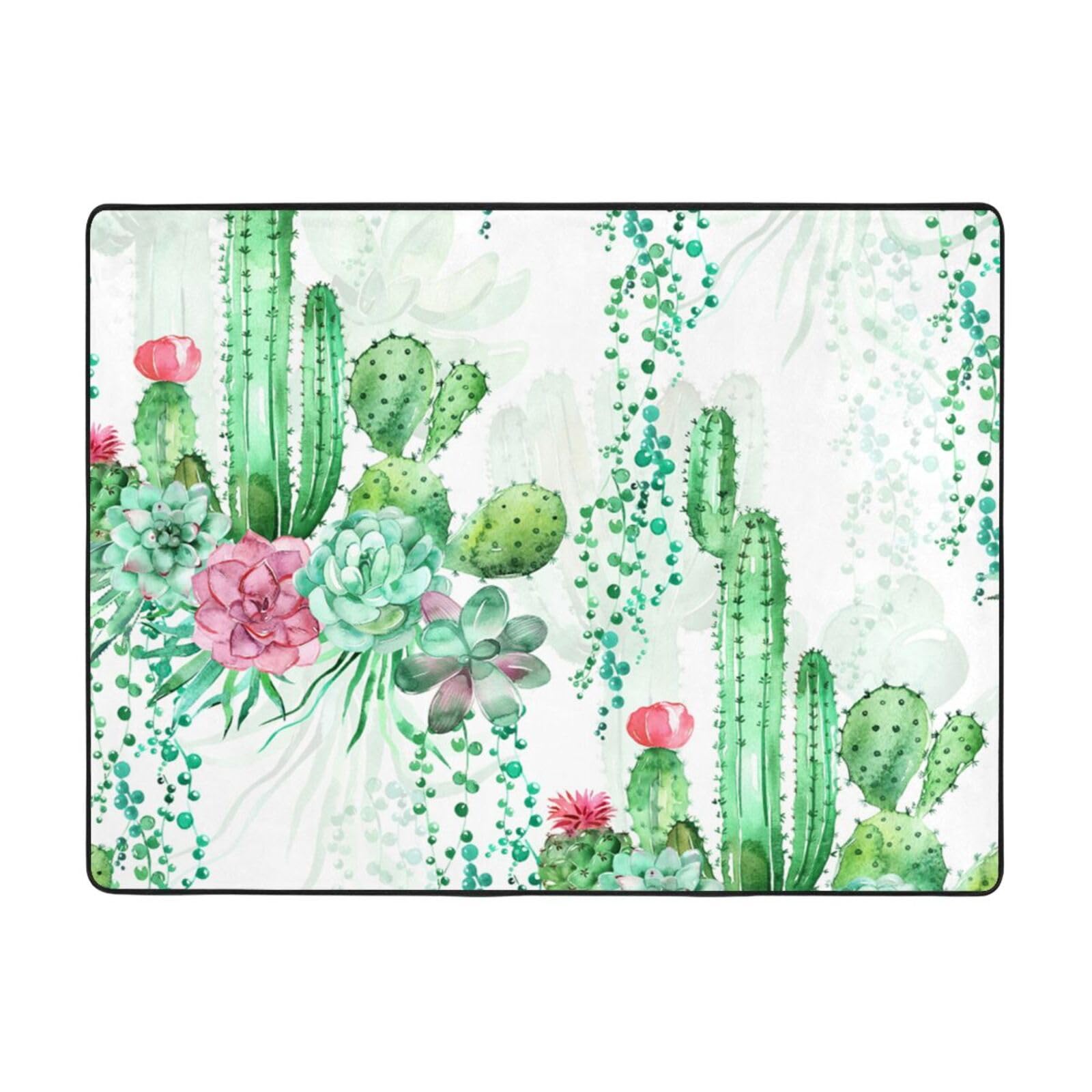 Tapis de salon motif cactus doux pour creer un coin lecture cocooning dans la chambre