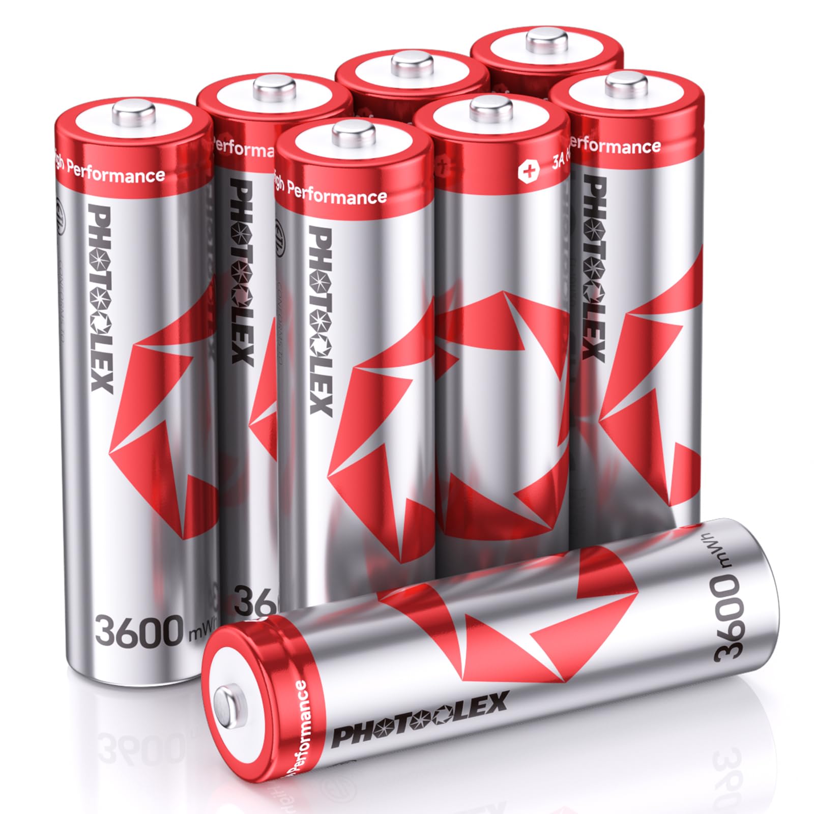 PHOTOOLEX AA Rechargeable Lithium Batteries 8-Pack with Charger, 3600mWh High Capacity 1.5V Constant Voltage & 3A Discharge AA Batteries with Integrated Charing Storage Box for Xbox Blink Camera Flash — view 9