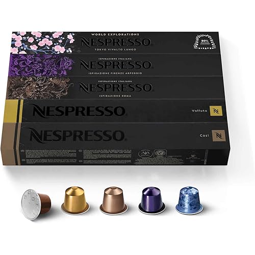 Nespresso Capsules Original Line, Ispirazione Variety Pack, Mild, Medium, Dark Roast Espresso Coffee, 50 Count Espresso Coffee Pods