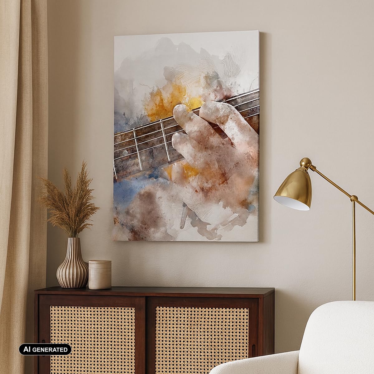 ARTTOR Cuadro Decorativo 70x100 cm Moderno Vertical Cultura Personas - 3448 | Guitarra Música Cuadro sobre Lienzo Grande Arte mural Decoración del Hogar Salón Dormitorio Cocina Cuadros de Pared