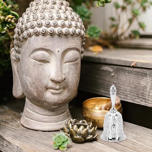 Vista 2 de Vaguelly Campana de mano – Alarma plateada para boda y templo para adultos e iglesia Plata