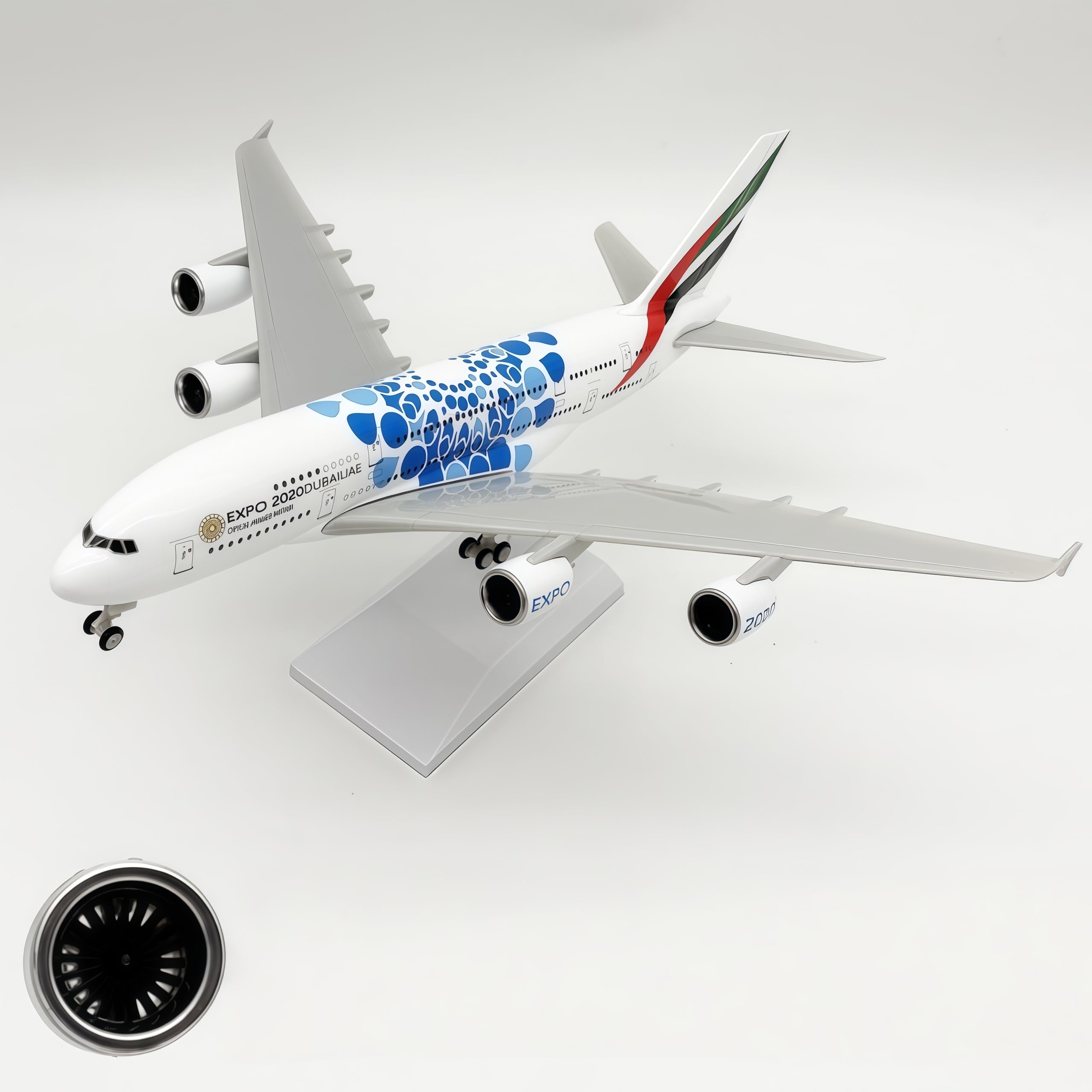 LGSRSNXHTX 30cm Model Plane 1/200 Diecast Metal Airplane Model Dubai Expo A380 with Stand Aircraft Collectible for Aviation Enthusiasts,Desktop Decor Gift for Adult