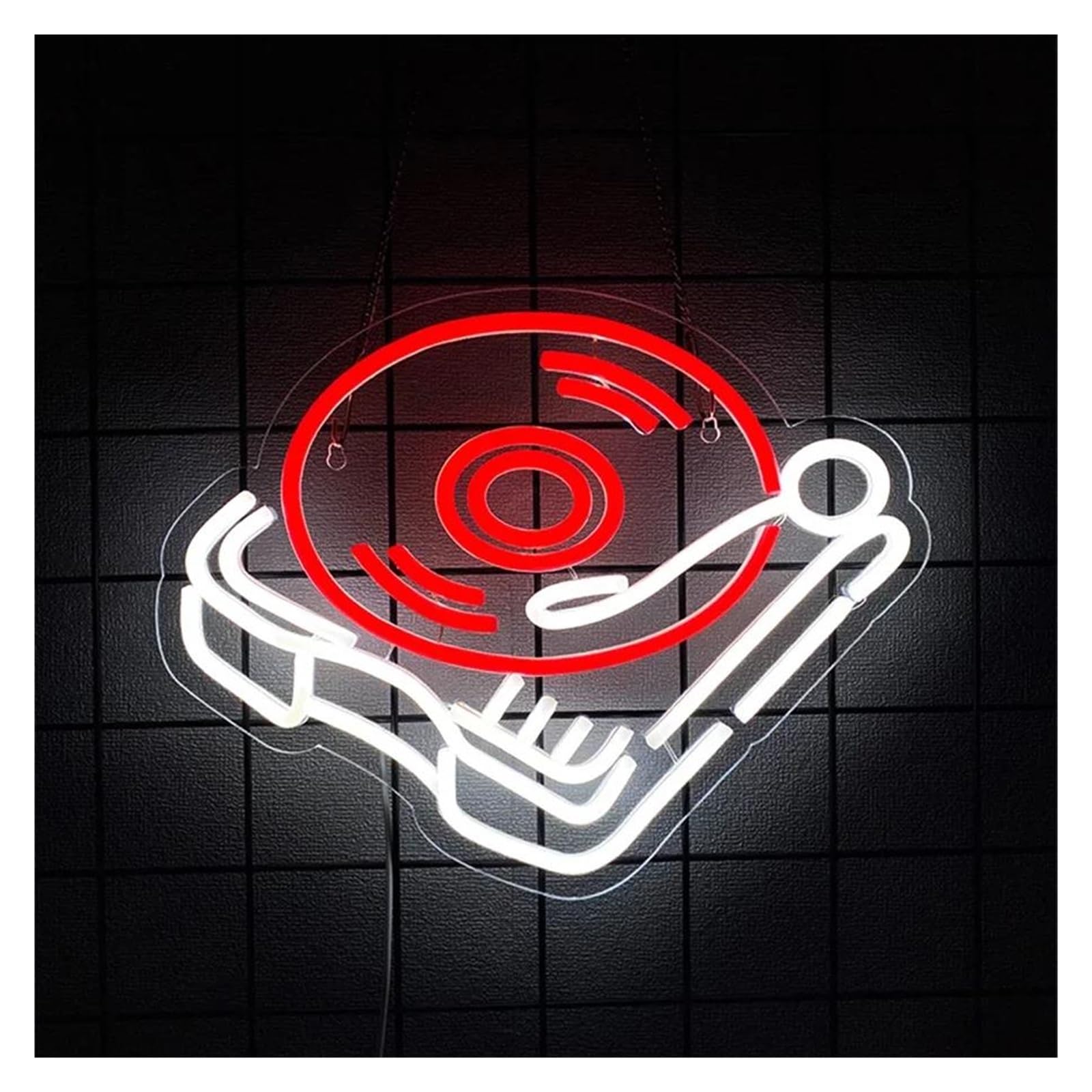 SHOUXI Sign Lamp Records Neon Sign USB Dimmer Lights for Funky Music Room Party Wall Decor Energize Your Space 35cmх27.8cm
