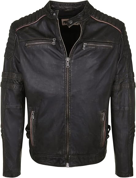Charcoal leather jacket mens Clearance
