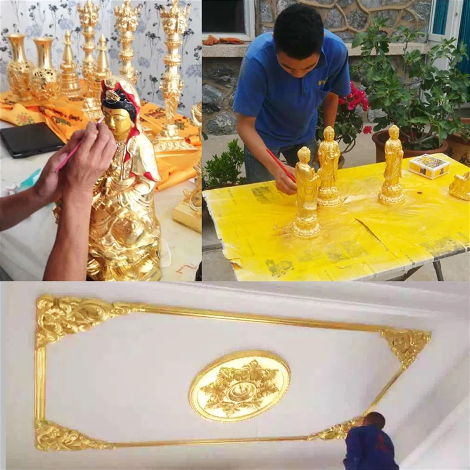 Papel dorado con lámina de oro de 8 x 8 cm, 25 hojas/folleto for decoraciones, arte y manualidades.