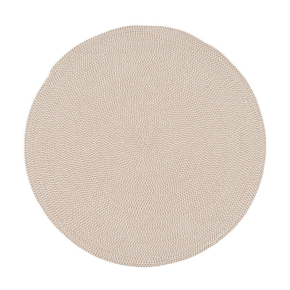 LOLAhome Alfombra Redonda Trenzada en Cuerda Blanca y Natural de ø110 cm
