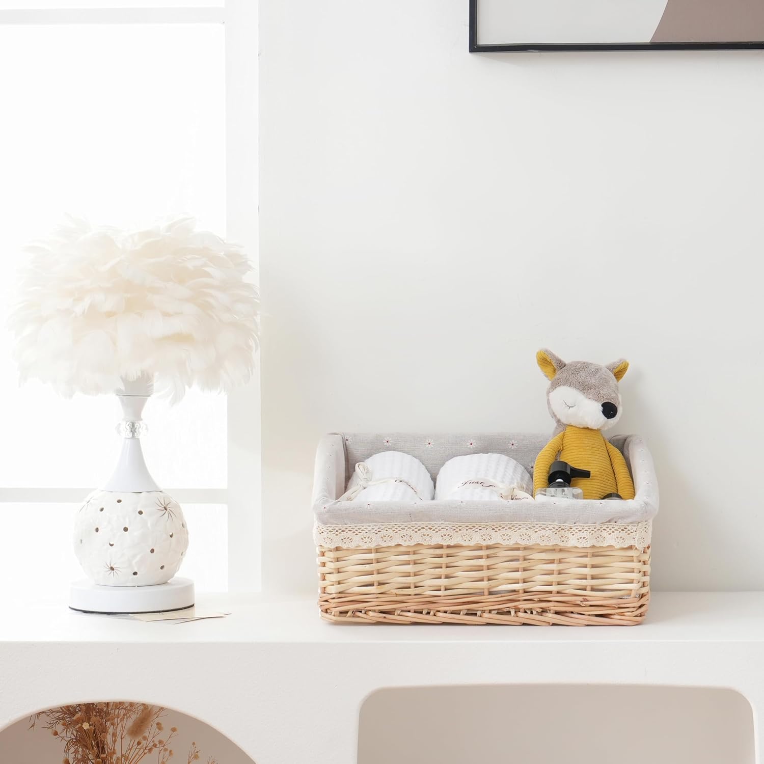 Handwoven Willow Storage Basket with Removable Cotton Liner – Fits 13’’ Cabinets, Eco-Friendly Organizer for Home Décor