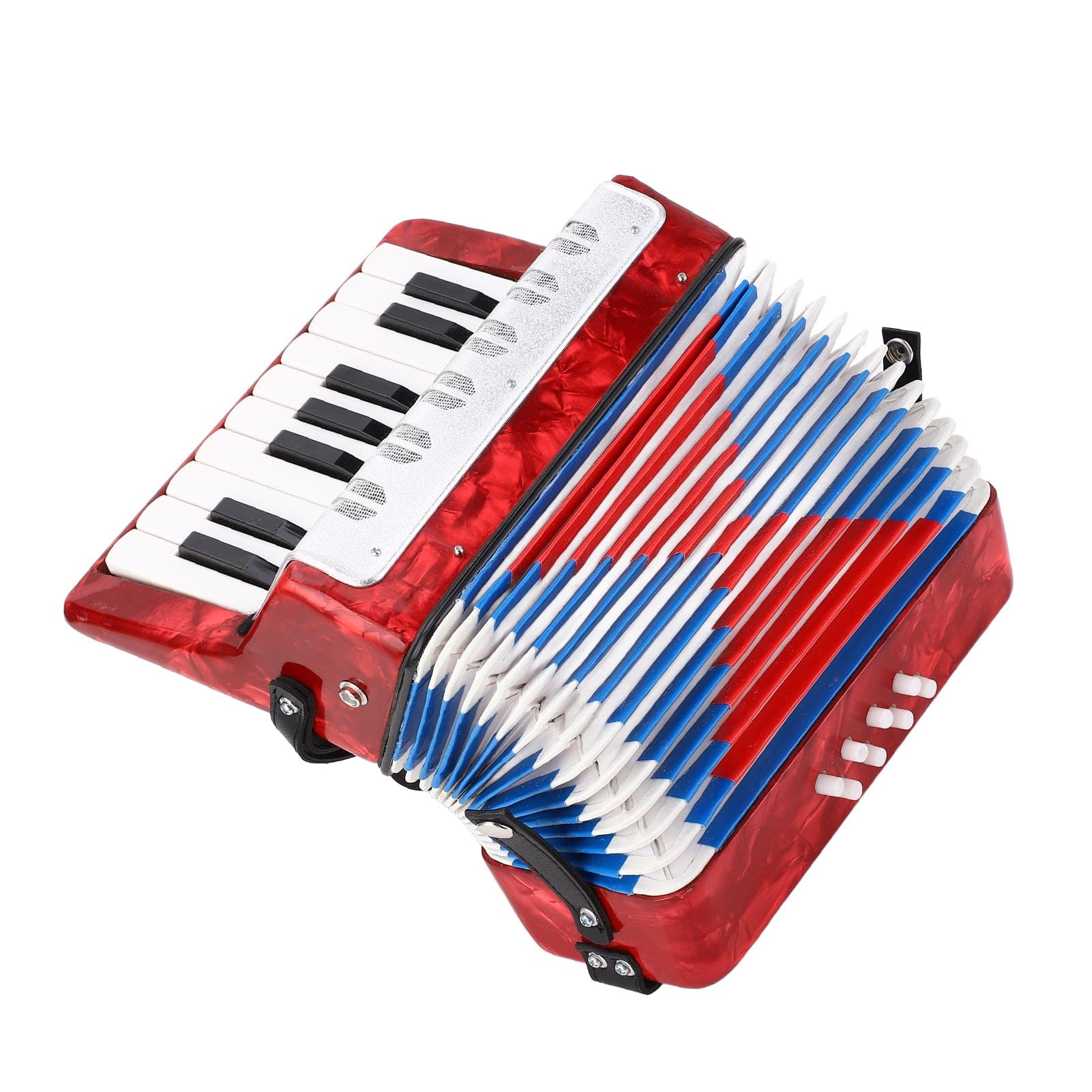 Alomejor Acordeón para Principiantes para Estudiantes - 17 Key 8 Bass Piano Accordion - Instrumento Musical Fácil y Permanente con Correas Ajustables Material ABS (Rojo)
