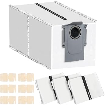 Pack of 4 Reusable Dust Bags Accessories for Roborock Saros 10R/QV35A/Qrevo Curv/Qrevo S/Qrevo Pro/Qrevo Master/Saros 10/S8 MaxV Ultra/S8 Max Ultra Robot Vacuum Cleaner Replacement Parts 6 Fragrance Blocks
