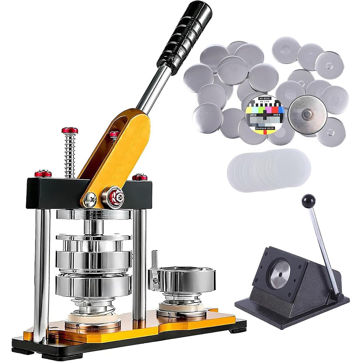 ZXGRfdefa Badge maker, Button Press Kit with 100 Parts, DIY Round Pin Maker for Picture and Team(58mm)