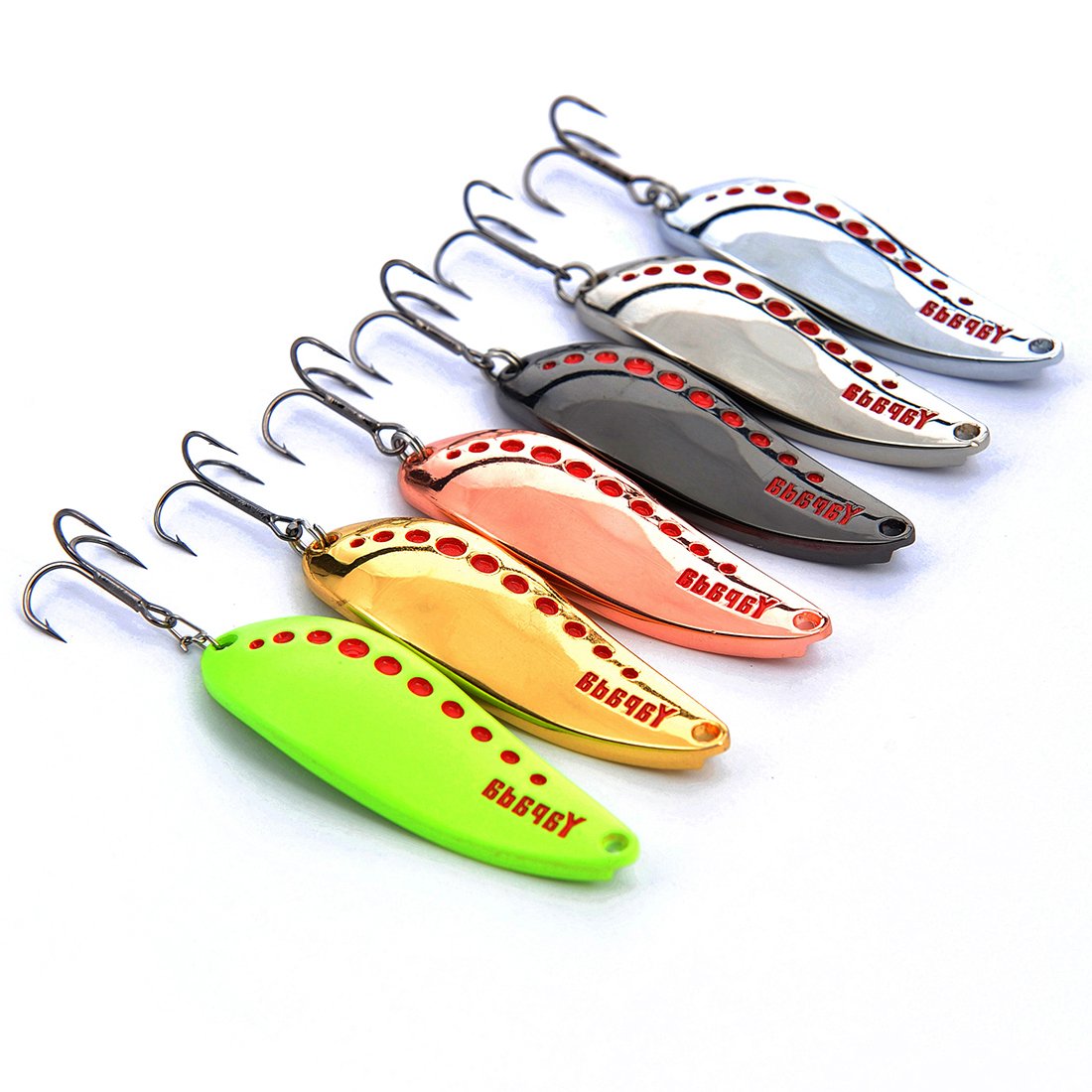 Hisea 6pcs Leurres de Pêche Cuillères Salmo Perche Cuillers Appâts Durs Poissons Nageurs Spinner Swimbaits 5cm 7,5g