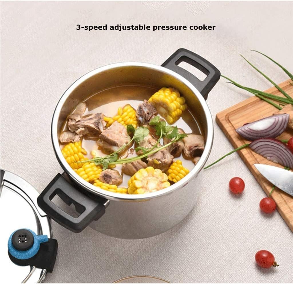 Stainless Steel Pressure Cooker，Adjustable Limiting Valve, hand Operated Switch, Polished, Boiled/steamed/fried/stewed(Blue,4L)