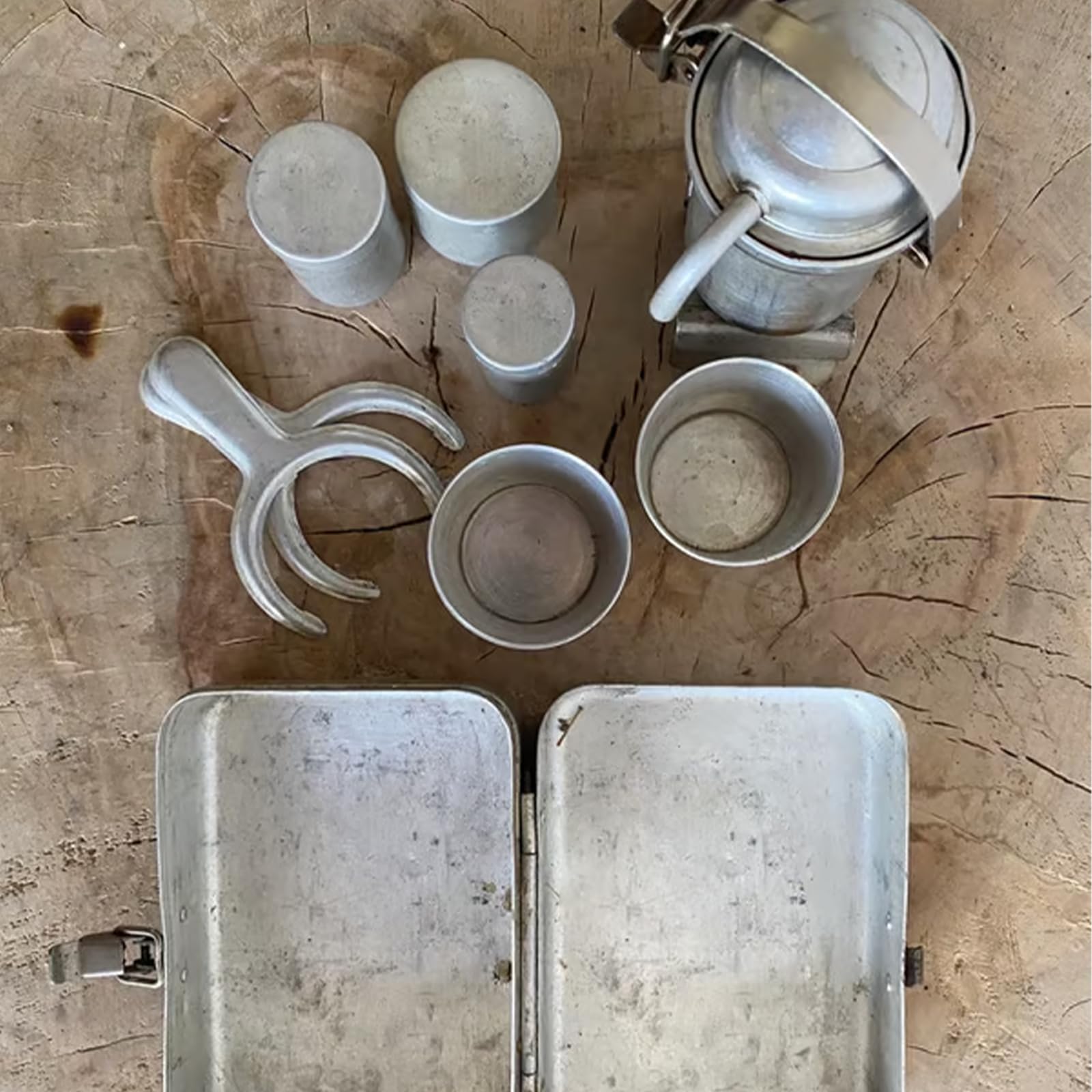 Seltenes Camping-Kaffeeset für Sammler: Vintage-Nostalgie-Espresso- & Pour-Over-Set, tragbare Mini-Camping-Kaffeemaschinen-Serviersets, Reise-, Campings- und Wandergeschenke für Kaffeeliebhaber