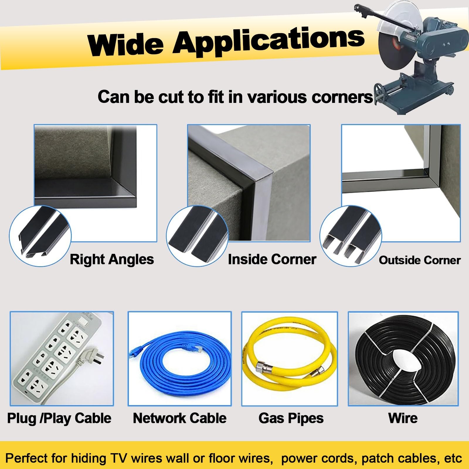 canalina passacavi Nascondere I Cavi - Canalina Copricavi Autoadesiva Per Pareti, Confezione Da 2 Canaline Quadrate Per Battiscopa Ethernet, Kit Di Gestione Per Canaline Di Linea(Gold,WxH- 100x50 mm)