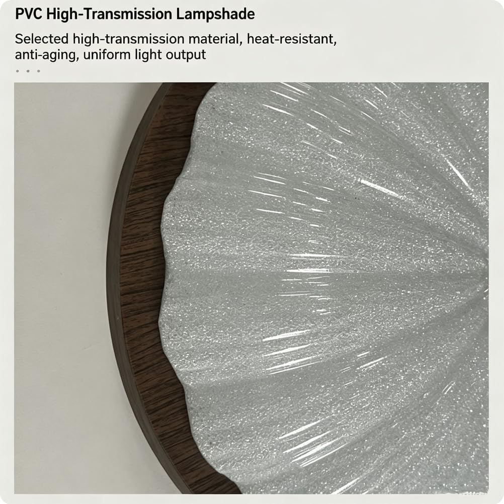 Lámpara Techo Nogal Estilo Moderno Medio, Patrón Concha LED Espectro Completo para Salón y Comedor