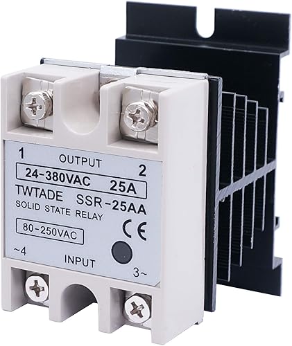 TWTADE Relé de estado sólido SSR-25AA 25A CA 80-250V a CA 24V-380V + disipador de calor