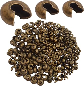 Aylifu 600pcs 3 Sizes Crimp Bead Knot Covers Metal Half Round Open Crimp Beads Covers for DIY Jewelry Making Bead Chain Positioning, Antique Bronze