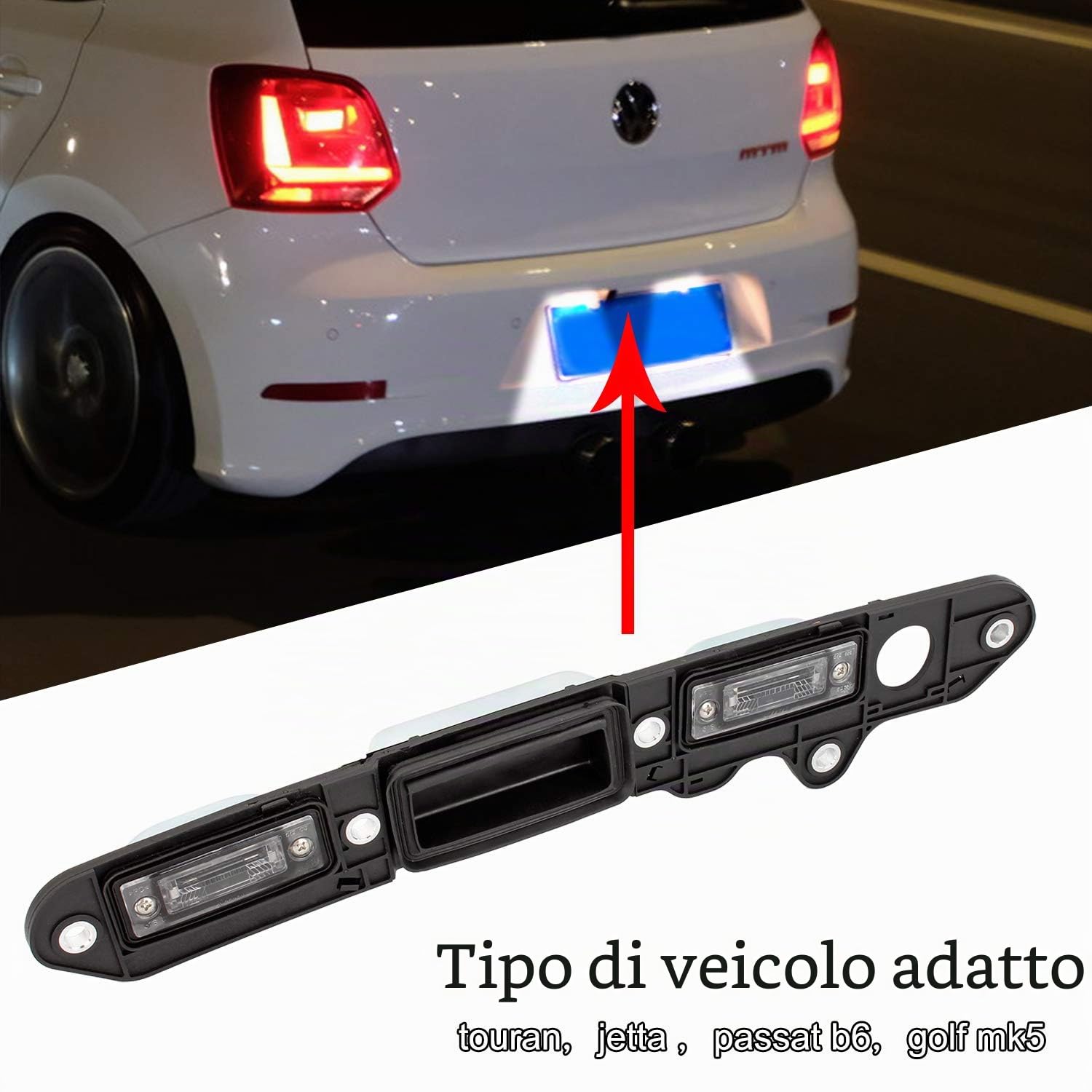 TD827574A / 1TD827574A Maniglione per Portellone Micro-Interruttore Maniglione Portellone Manubrio Portatarga Luce Targa per Golf Plus, Versione Jetta V EU, Touran, Passat B6 Wagon.