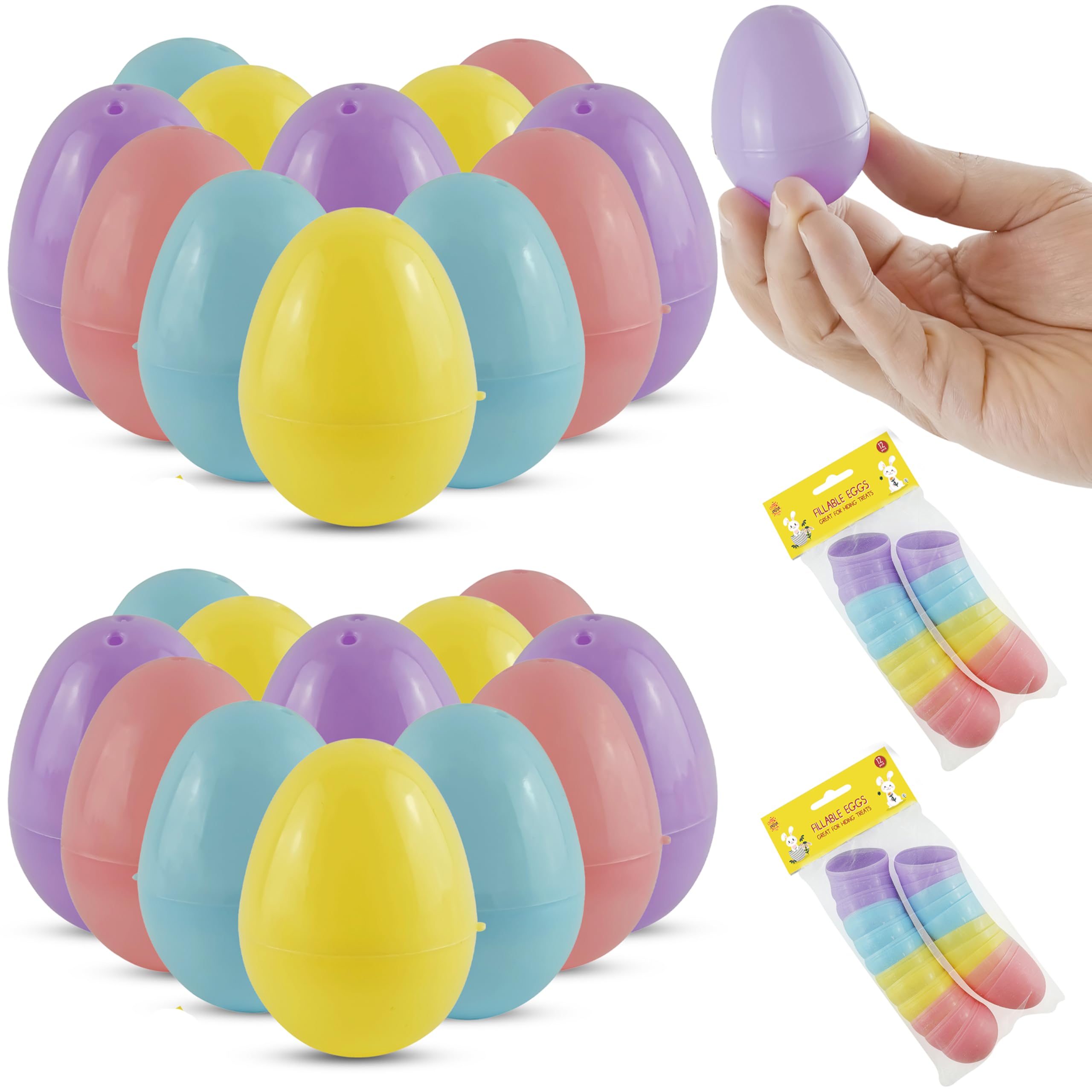 SRVertex 24Pcs Fillable Easter Eggs 5.5cm - Happy Easter Theme Party Favors, Easter Egg Hunt Accessories, Basket Stuffers, Small Classroom Surprise Eggs Supplies