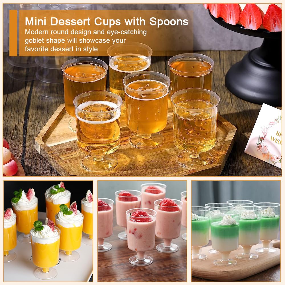 50 PCS Mini Tasses à Dessert 2oz Avec Cuillères - Verrines Plastique Réutilisables Pour Mousse, Pudding, Crème Glacée Verine Pour Aperitif