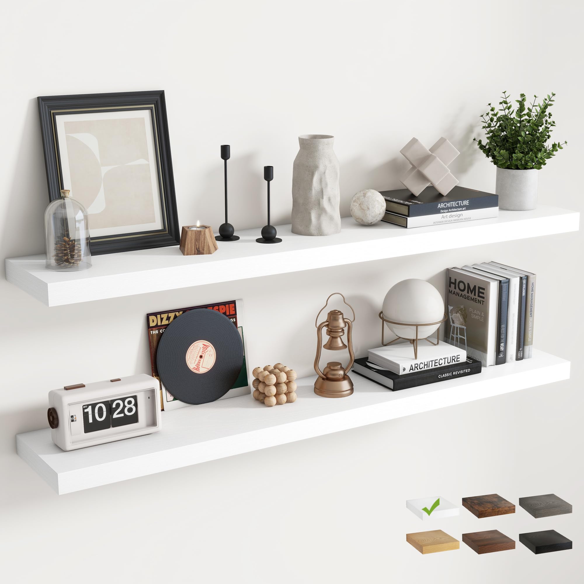 Marsmiles 140 CM Floating Shelves, Wall Shelf, Bookshelf, White, 2Pcs