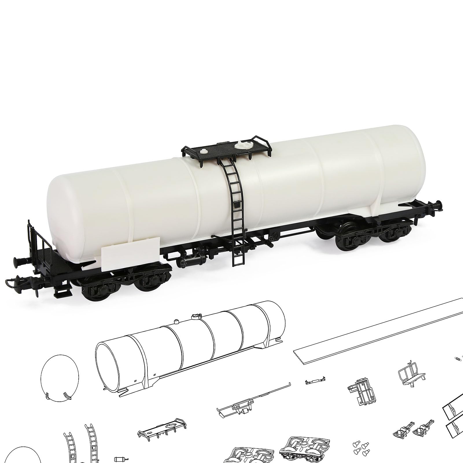 C8768JJ 1 Unit HO Scale 1:87 Blank Unpainted Unassembled European Style Coupler Oil Tank Wagon