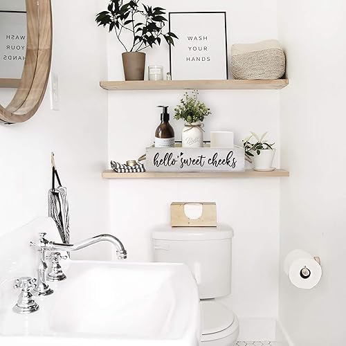 Miniatura 8 de DOFAFALA MayAvenue - Caja de decoración de baño con diseño de casa de campo, diseño de Hello Sweet Cheeks, soporte de papel higiénico de madera de