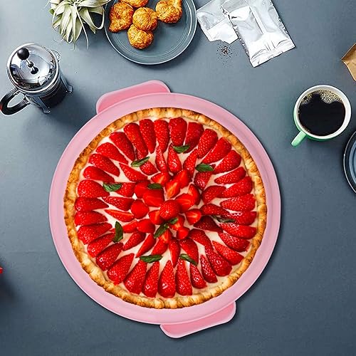 Miniatura 6 de Porta pasteles portátil de 12 pulgadas con tapa y magdalenas para tartas de galletas, para bodas, fiestas, baby shower, fiestas de Navidad (rosa)