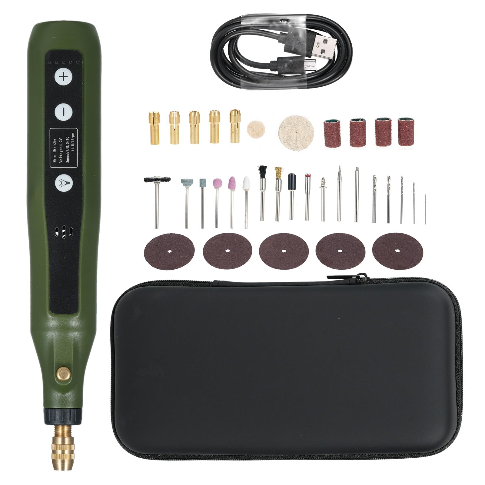 Mini Rotary Tool Kit 5-Speed Multi-Purpose Rotary Tool Set Carving Sanding Grinding Polishing forCrafts (Zielony)