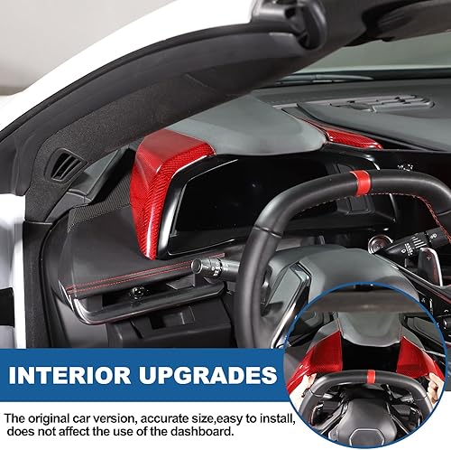Miniatura 4 de Cubierta del panel del salpicadero de automóvil compatible con Chevrolet Corvette C8 2020-2023 de fibra de carbono real, 2 piezas, cubierta lateral