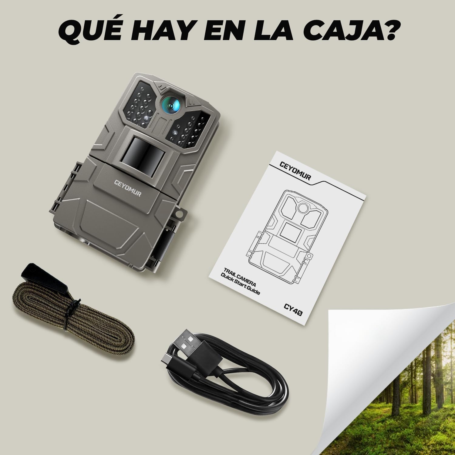 CEYOMUR Cámara de Caza 36MP 2K, Camara Fototrampeo Nocturna con LED IR 850nm y Sensor de Movimiento, Pantalla de 2" e Impermeable IP66 para Observación de Vida Silvestre y Monitoreo